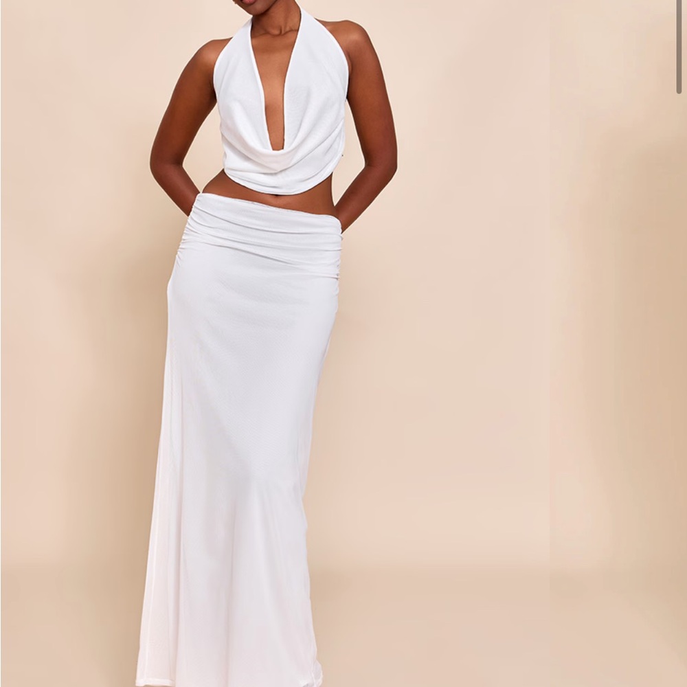 PrettyLittleThing Elegant White Maxi Skirt